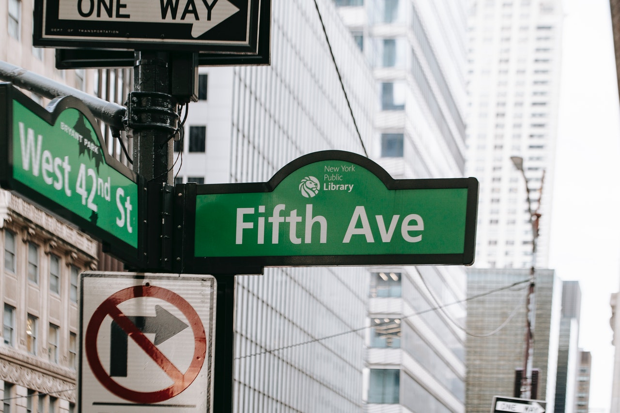 Photograph of two street signs using the abbreviations Ave for avenue and St for street.